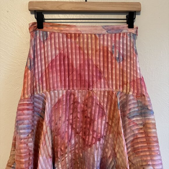 LoveShackFancy Pink Striped Flowy Tiered Maxi Midi Skirt Size 4 - Picture 2 of 7